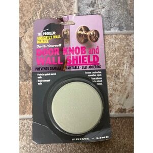 Prime Line Door Knob and Wall Shield 3 1/4 Inch Ivory Rigid Vinyl Paintable Self